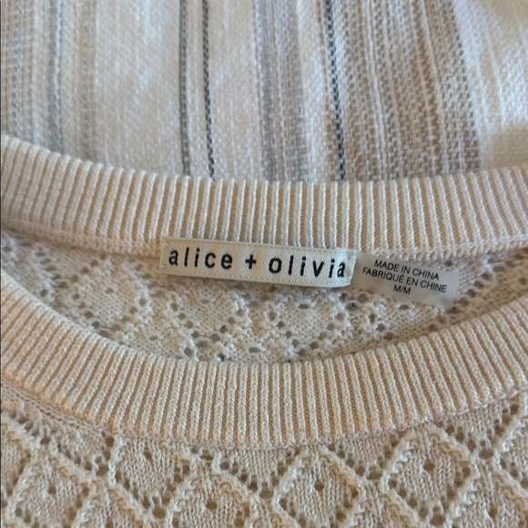 Alice + Olivia Cream Cable-Knit Crew Neck Sweater - Picture 2 of 2
